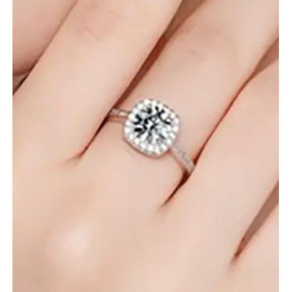 Certified 3 Ct Moissanite Halo Engagement Ring, Size 6 - Picture 5 of 10